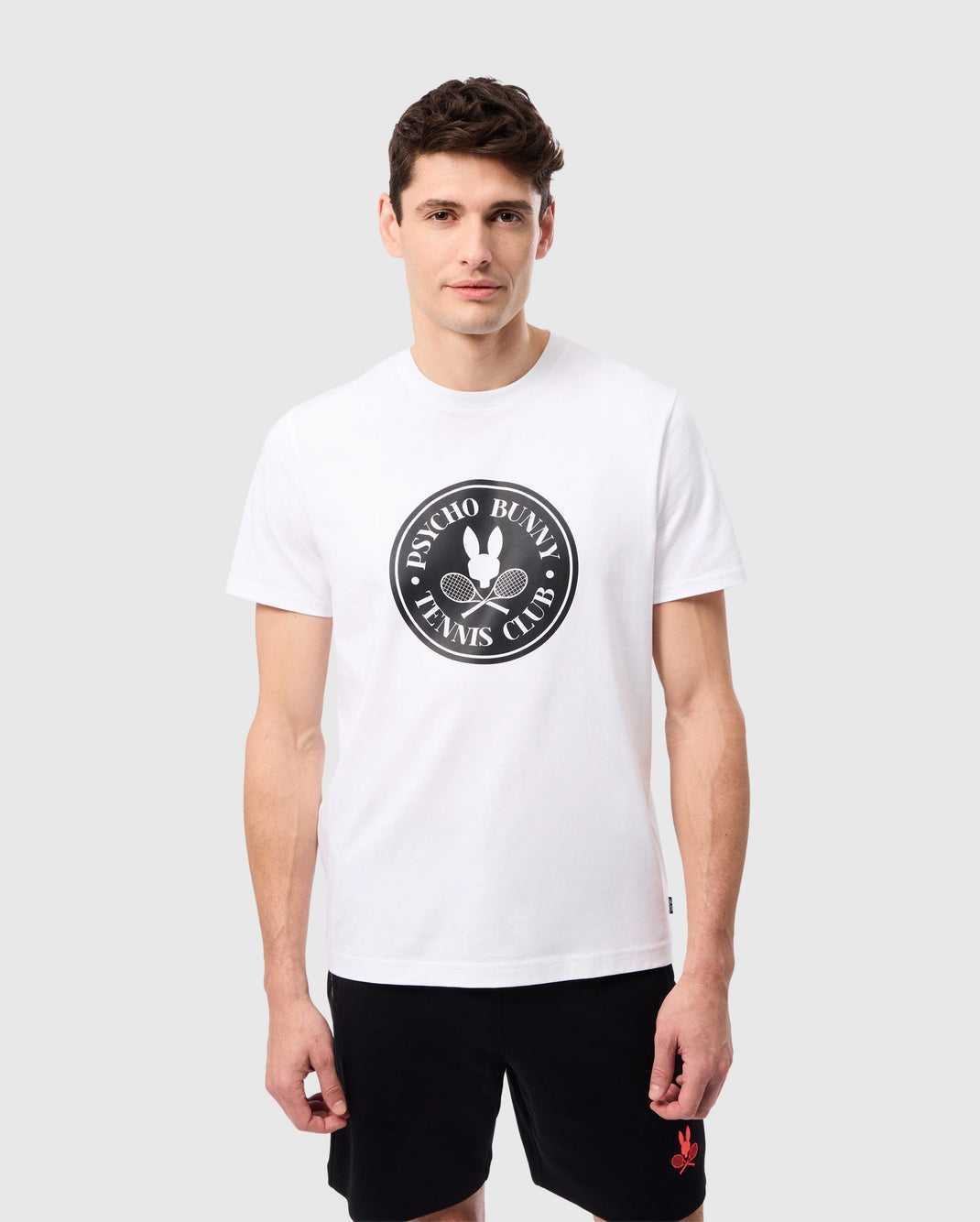 T Shirt Graphique Psycho Bunny Courtside Graphic Tee Blanche Homme | IHR-07516599